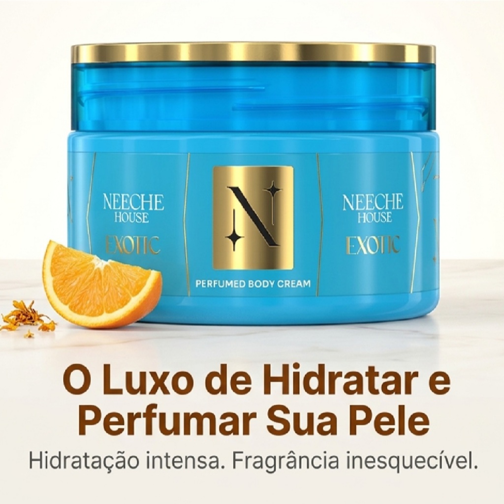 Creme Hidratante Corporal Perfumado Exotic Neeche House Ambar Baunilha Sandalo Citrico 200ml