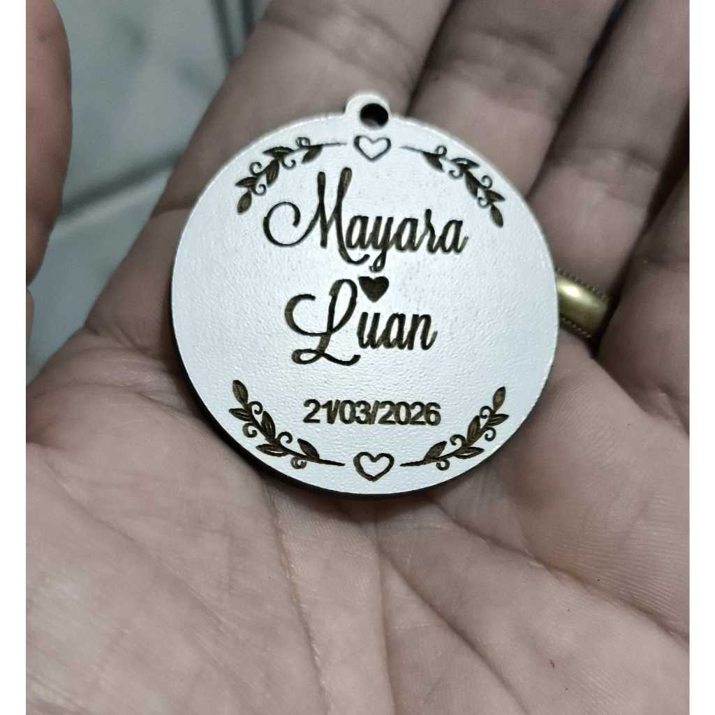 Pacote com 02 Chaveiros Personalizados Mdf Branco 3mm Lembrancinhas Aniversarios Casamentos