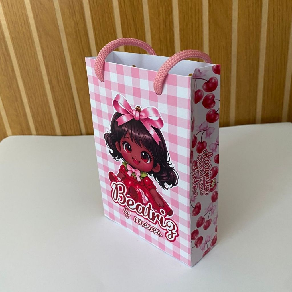 Kit Sacolinha 10|15|20 Personalizada Cerejinha Menininha Negra Festa 10x15cm | Lembrancinha, Embalagem, Kit Presente com
