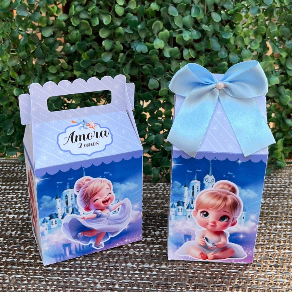 Lembrancinha de aniversario Princesa Cinderela Baby / Kit 20 lembrancinha personalizada 10 caixa Milk/ 10caixa Maleta