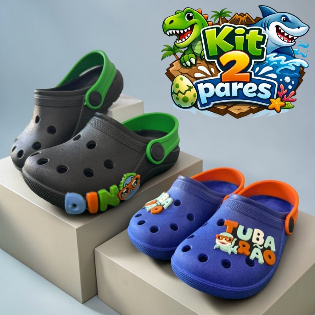 Kit 2 Pares Babuche Infantil Menino Anti-Derrapante Confortável e Macio