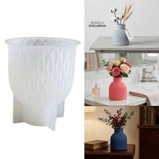 Molde de Silicone Vaso Decorativo Texturizado 3D para Gesso Cimento Resina em Oferta na Shopee