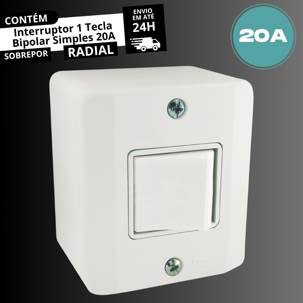 Interruptor 1 Tecla Bipolar Simples 20a Sistema X Bco Radial