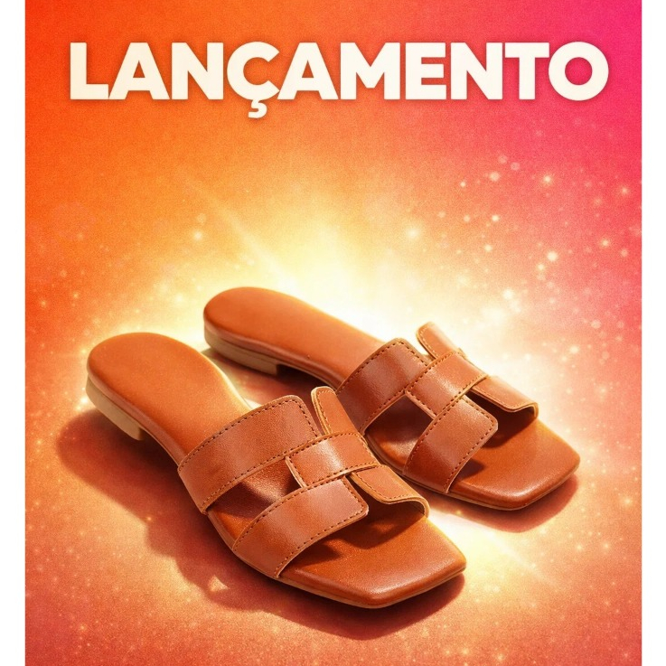 Sandália Rasteira Feminina Confortável Leve Macia Elegante Casual Moda Tendência