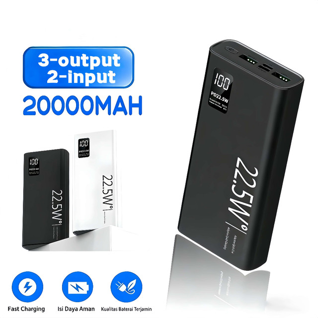 Carregador Portátil 20000mah Grande Capacidade Power Bank Usb C 22.5W Rápido Portátil Bateria Para Iphone Samsung Xiaomi