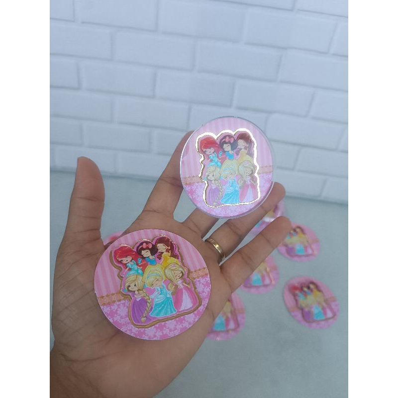 Tag Aplique 3D Princesas Cute Baby – Para Esfera Acrílica 6,5cm – Lembrancinha Personalizada