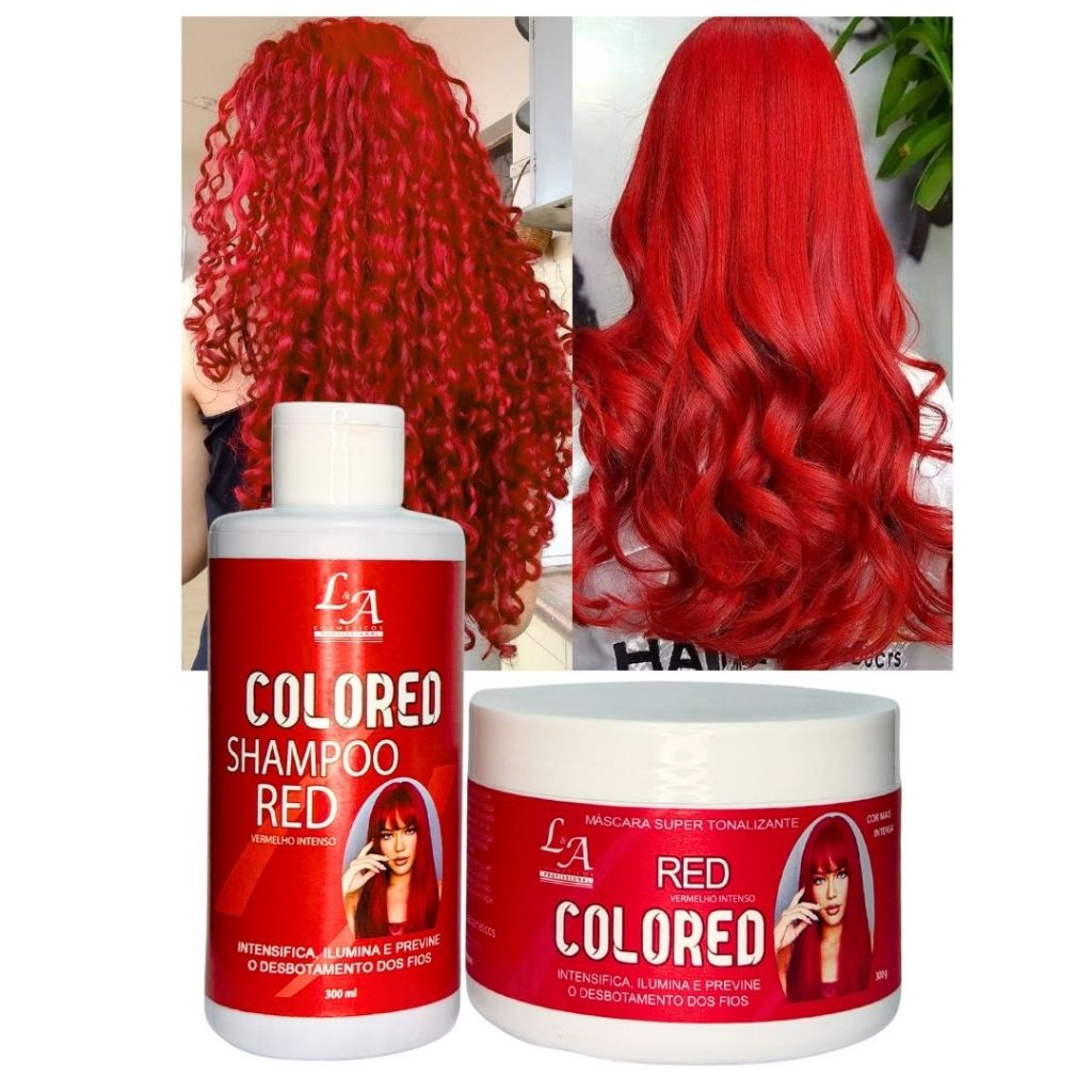 Kit Shampoo e Máscara Tonalizante Vermelho Intenso / Vermelho Vibrante - S/ Amônia 2x300ml
