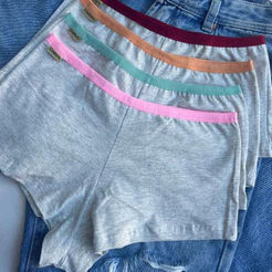 Kit Calcinha Shortinho Algodão Conforto Básica Tanga Boxer Lisa Lingerie Feminina