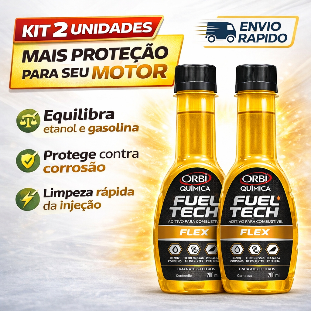 Kit 2 Aditivo Combustível Flex 200ml Limpa Bicos Injetores