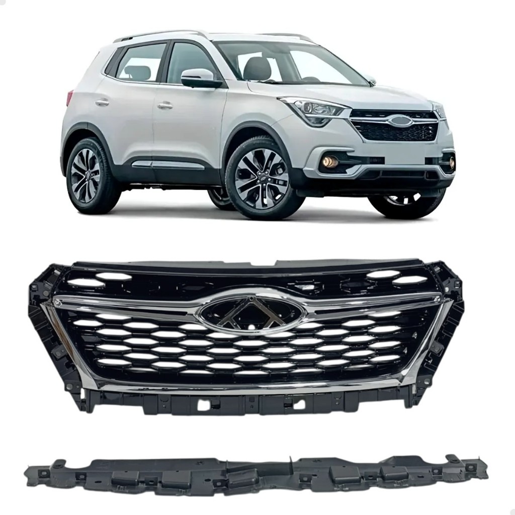 Grade Defletor Superior Parachoque Dianteiro Tiggo 5x 2018 2019 2020 Novo Preto Cromado J688401010BC