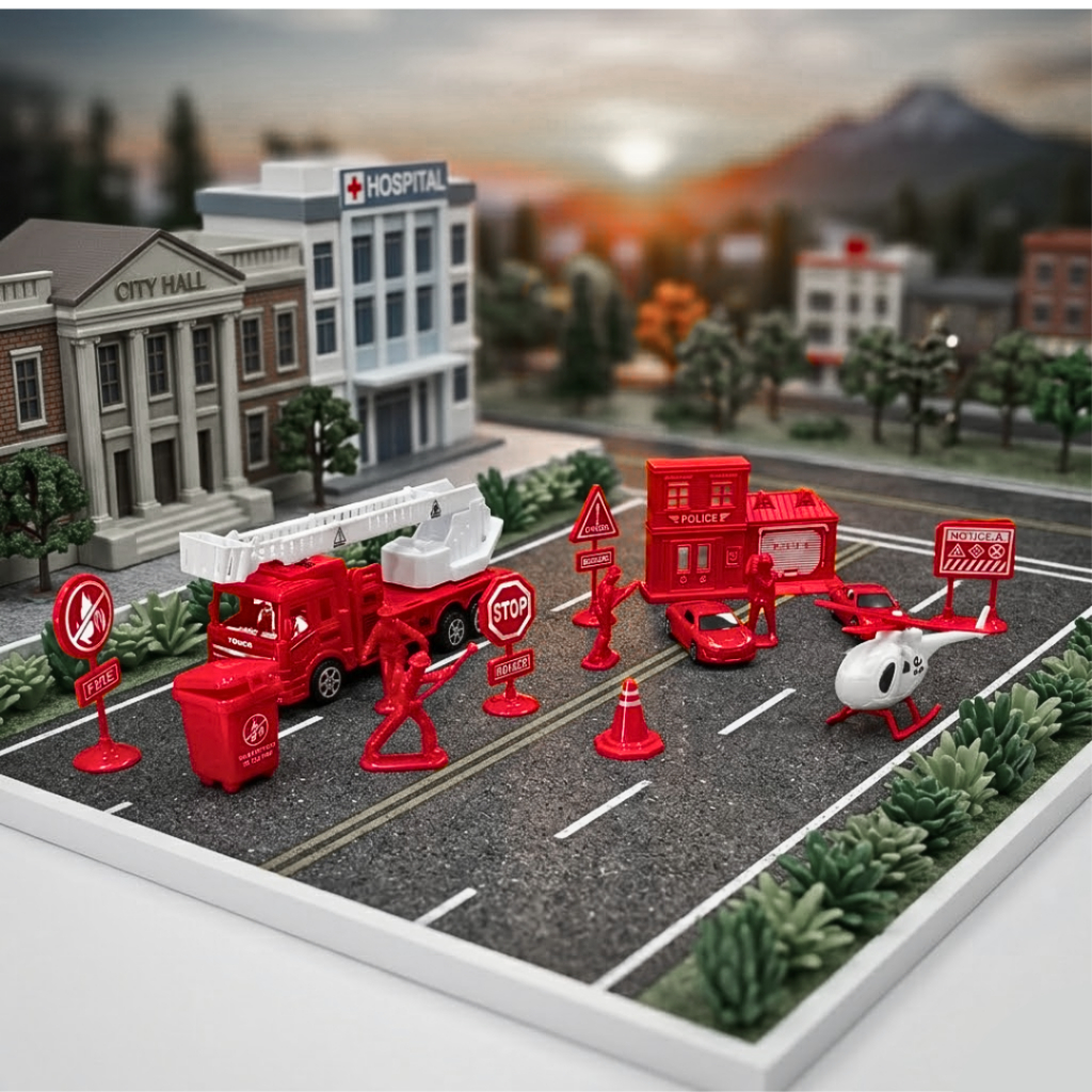Carrinho Caminhão Kit Bombeiro Brinquedo Infantil Escada Fricção Miniatura Cidade Educativo Presente Criança
