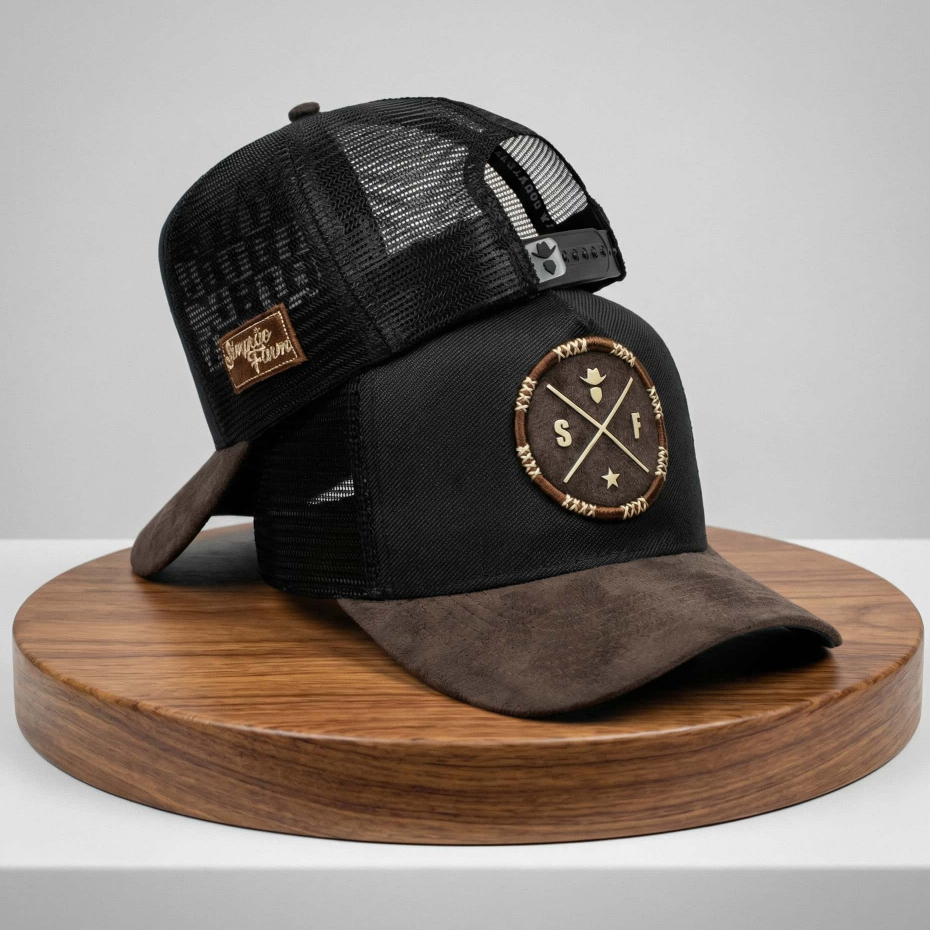 Boné Trucker Country Original Redinha Masculino Simprão Farm Agro Aba Camurça Telinha Ajustavel Premium