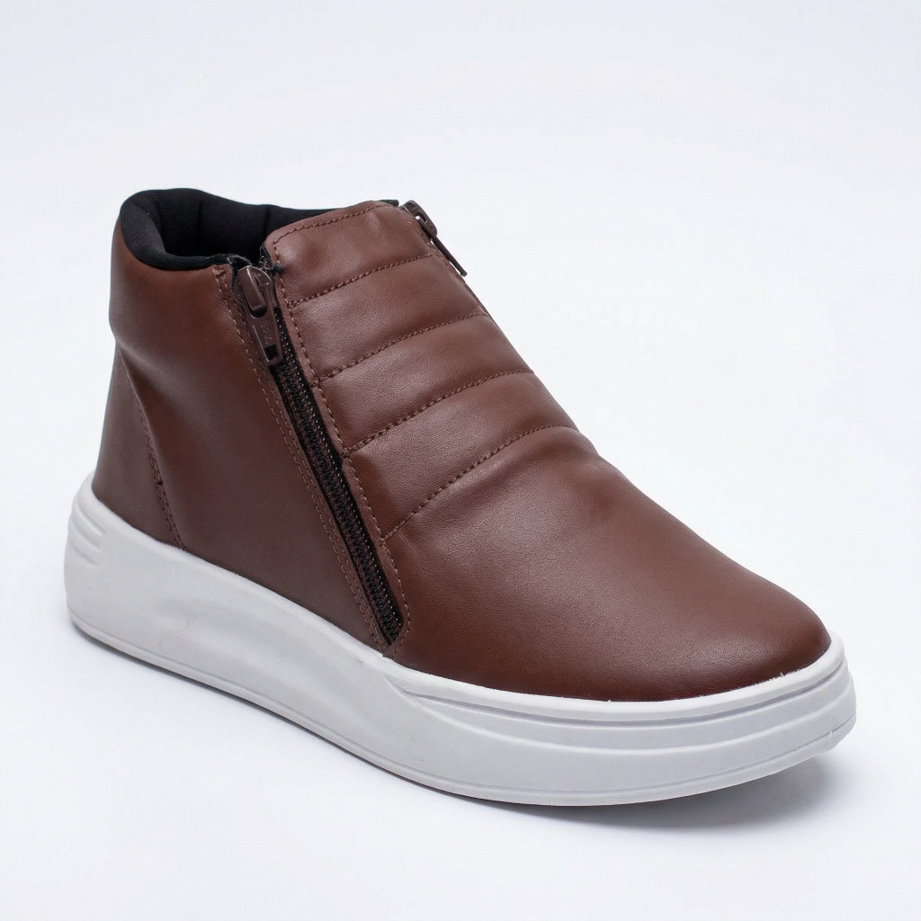 Tênis Botinha Feminino Coturno Cano Médio Casual Confortável Bota Zíper Lateral Dia a Dia Coturninho