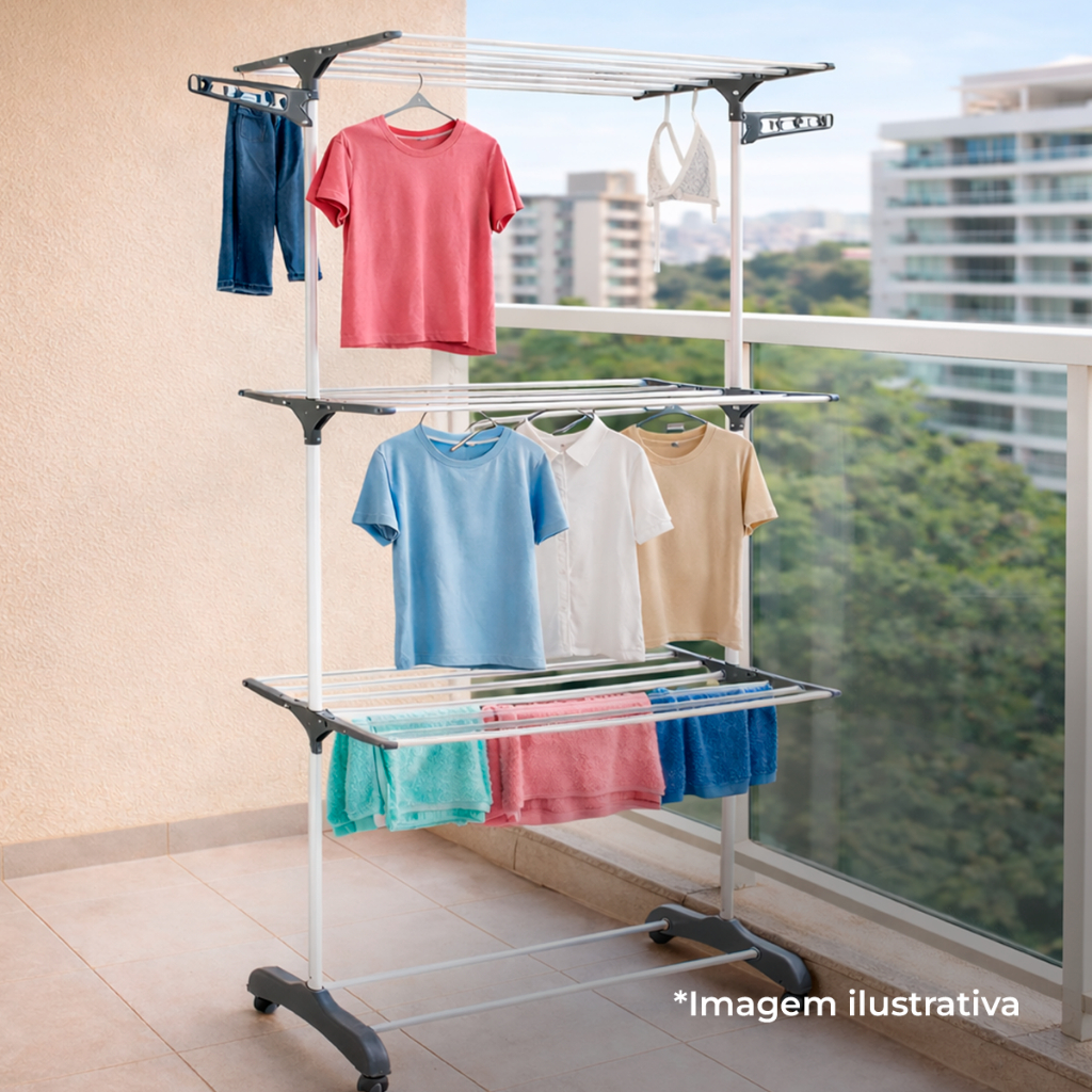 KIT 2 VARAL 160CM INOX CINZA E BRANCO MULTIFUNCIONA  LAVANDERIA  PORTATIL  DOBRAVEL ORGANIZADOR CASA