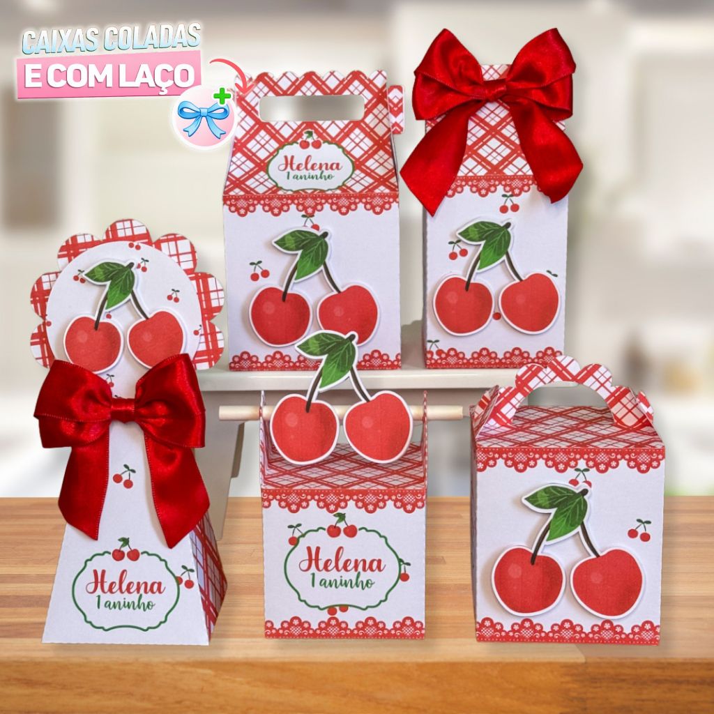 Kit Festa CEREJINHA | CAIXINHAS PERSONALIZADAS | LEMBRANCINHA INFANTIL | TODOS OS TEMAS