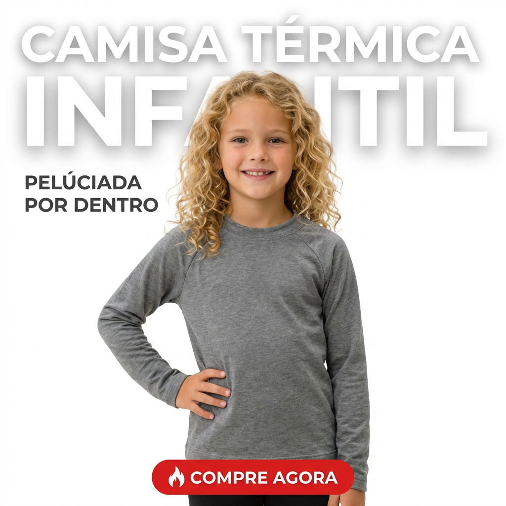 Camisa de Manga Longa Peluciada e Térmica Menina Frio Segunda Pele Camiseta Termica