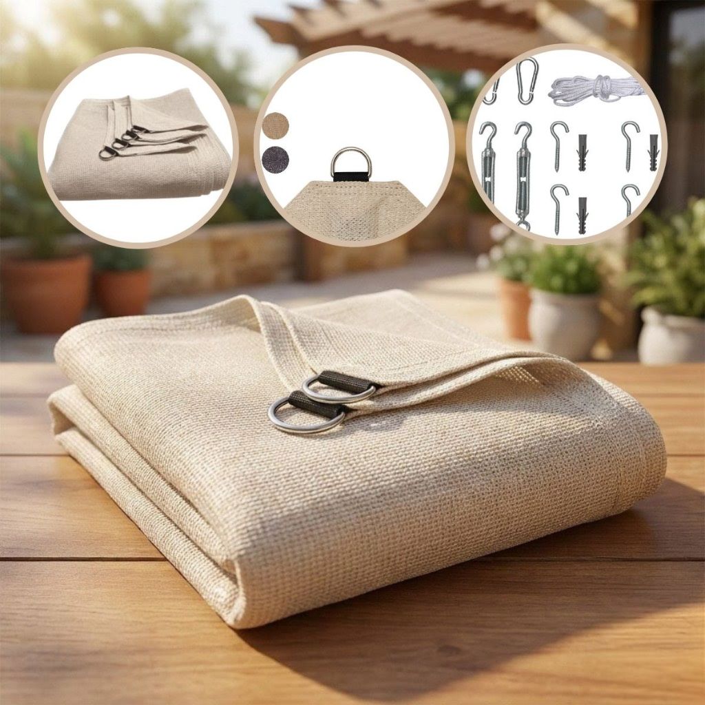 Lona Tela Toldo Sombrite 90% UV Shade 4X3 com Kit de Instalação Sombreamento Multiuso Garagem Jardim