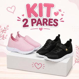 Kit 2 ParesTenis Calce Facil Feminino Infantil Menina Escolar  Leve Confortavel Antiderrapante em Oferta na Shopee