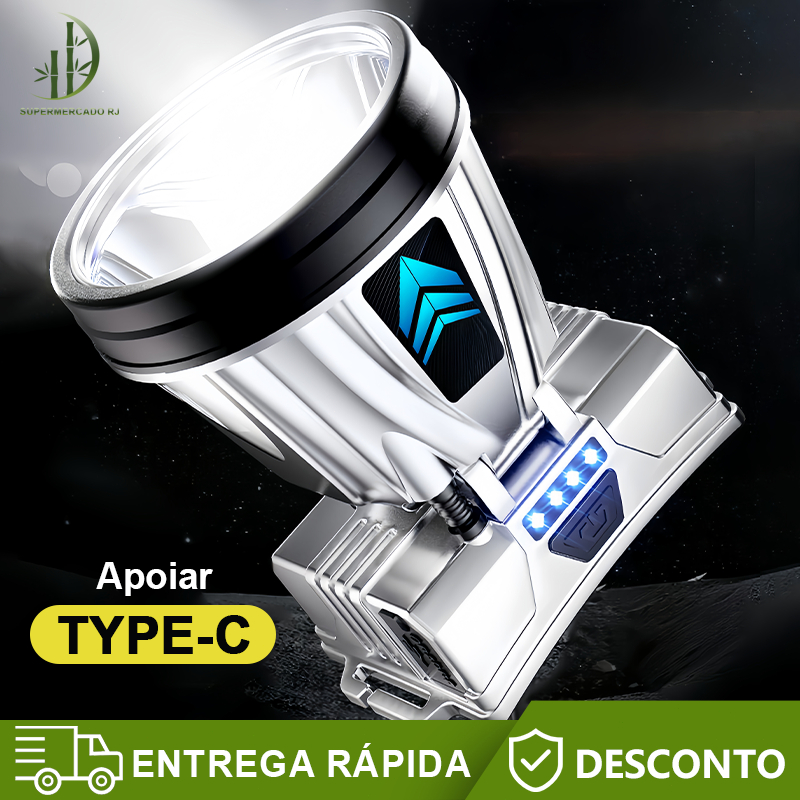 Imagem Lanterna de Cabeça 1 led com 3 modos Sensor e faróis giratórios Super Potente Recarregável Led Longo Alcance