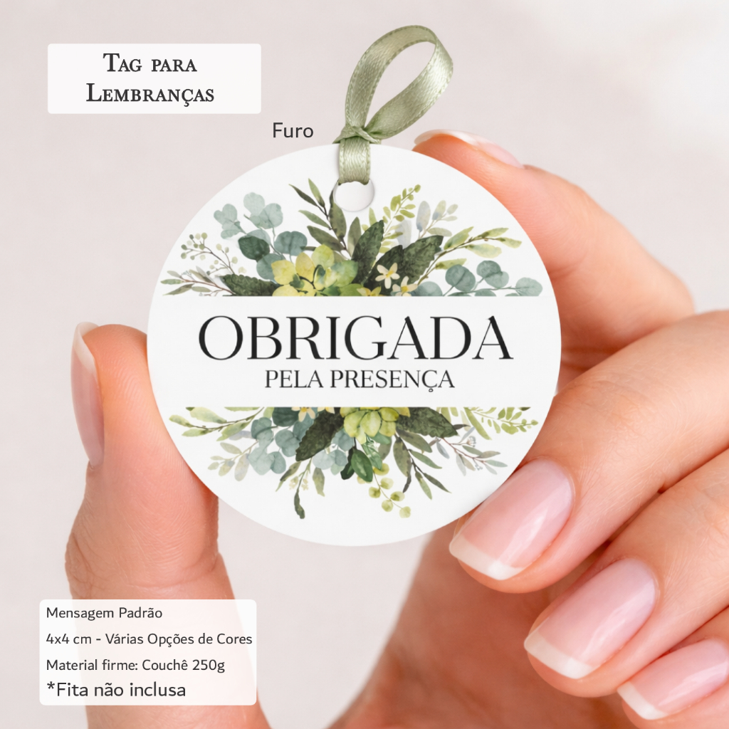 Tag com Furo 4x4cm  Agradecimento Lembrancinhas Casamento Aniversário Evento Festa Debutante Grafica