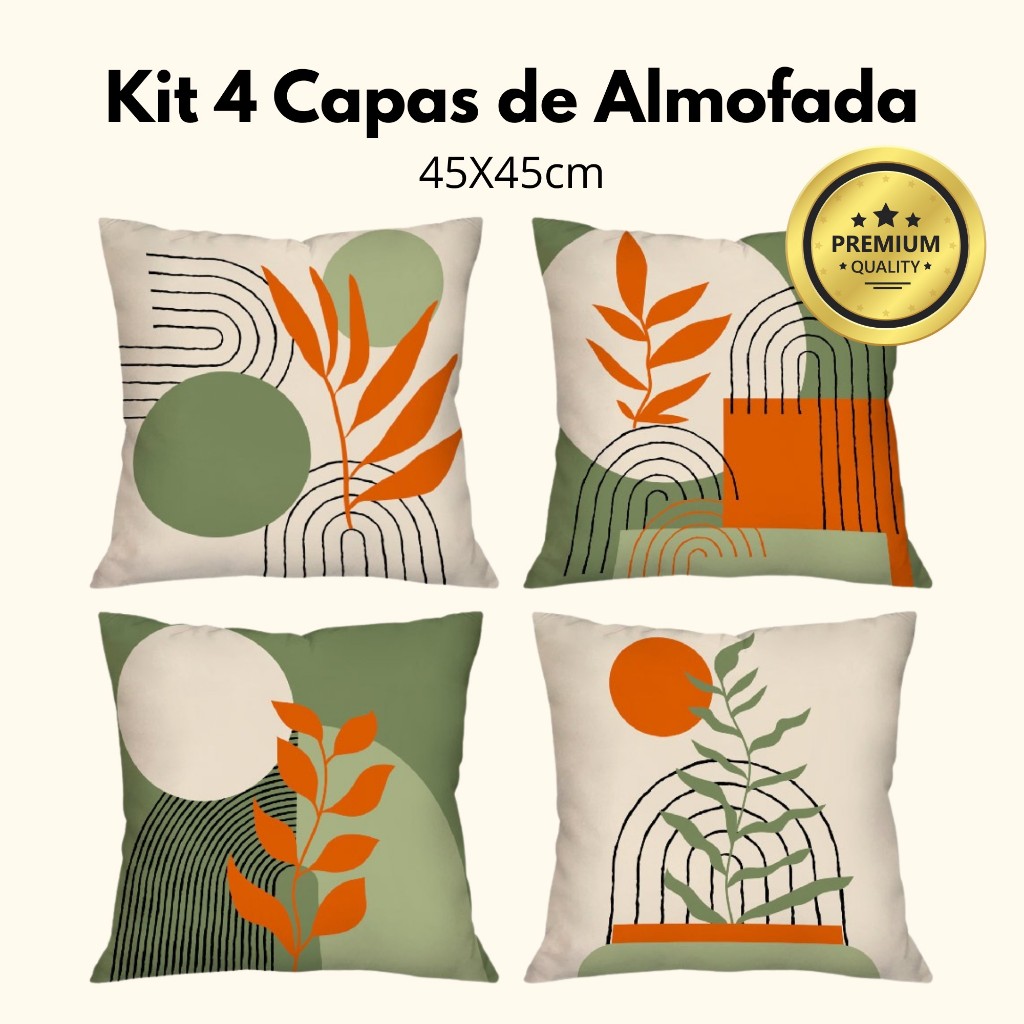 Kit com 4 Capas de Almofada Decorativas 45x45cm Horizonte Verde em Oferta na Shopee