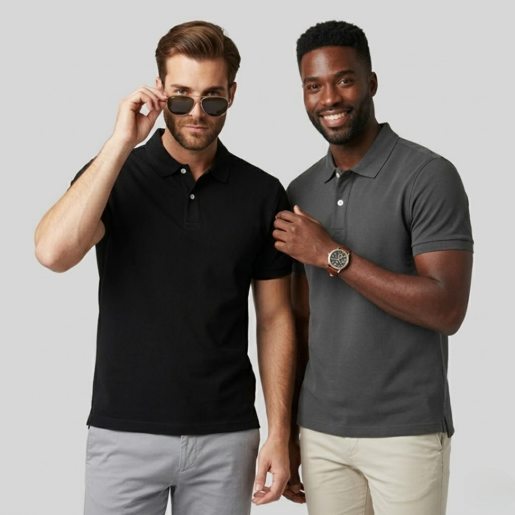 Kit 2 Camisas Polo Premium em Piquê Com Algodão Gola e Punhos em Retilínea Estruturada