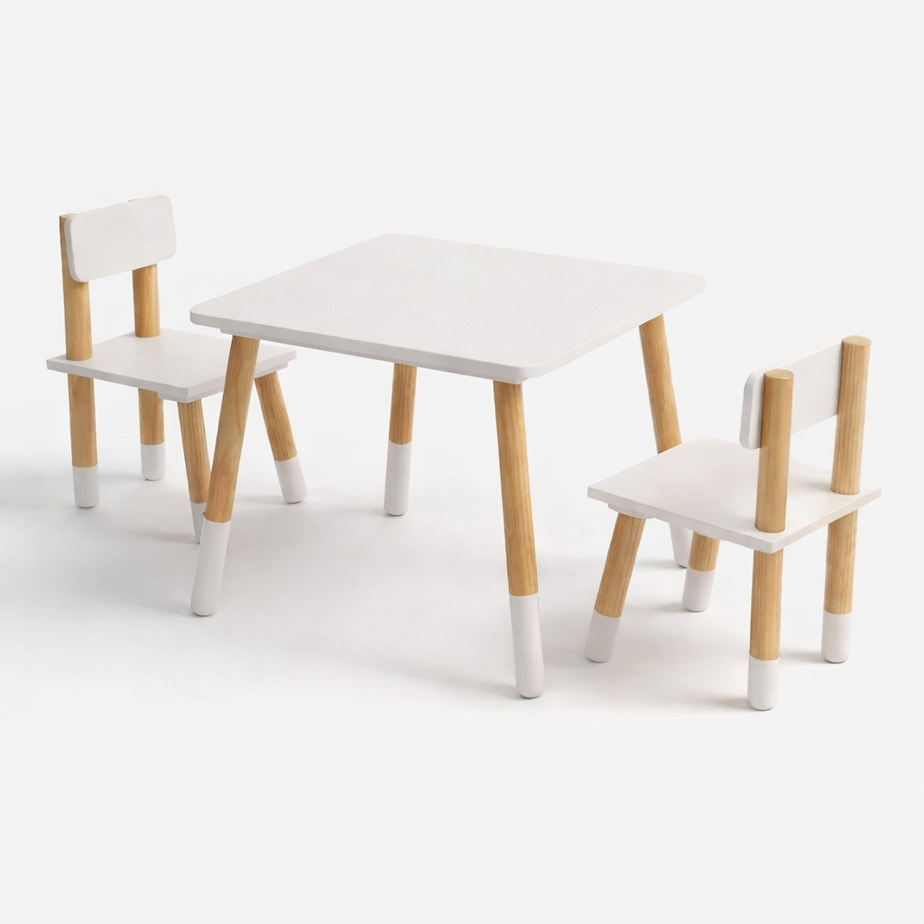Kit Mesa Infantil com 2 Cadeiras MDF Pinus Mesinha Criança Estudo Escolar Retangular Clinica Medica