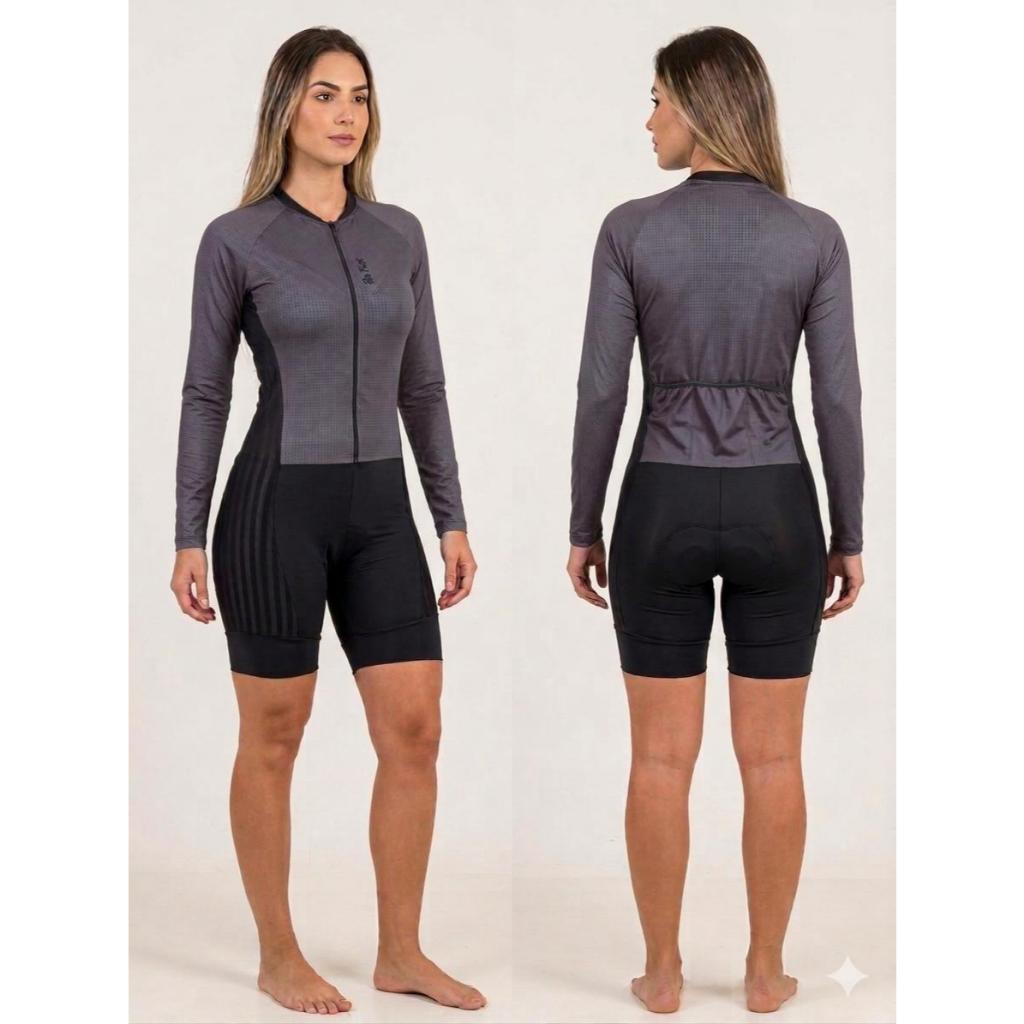 Macaquinho de ciclismo Feminino MTB Forro em GEL BE FAST Macacão Ciclista Bike Pedal