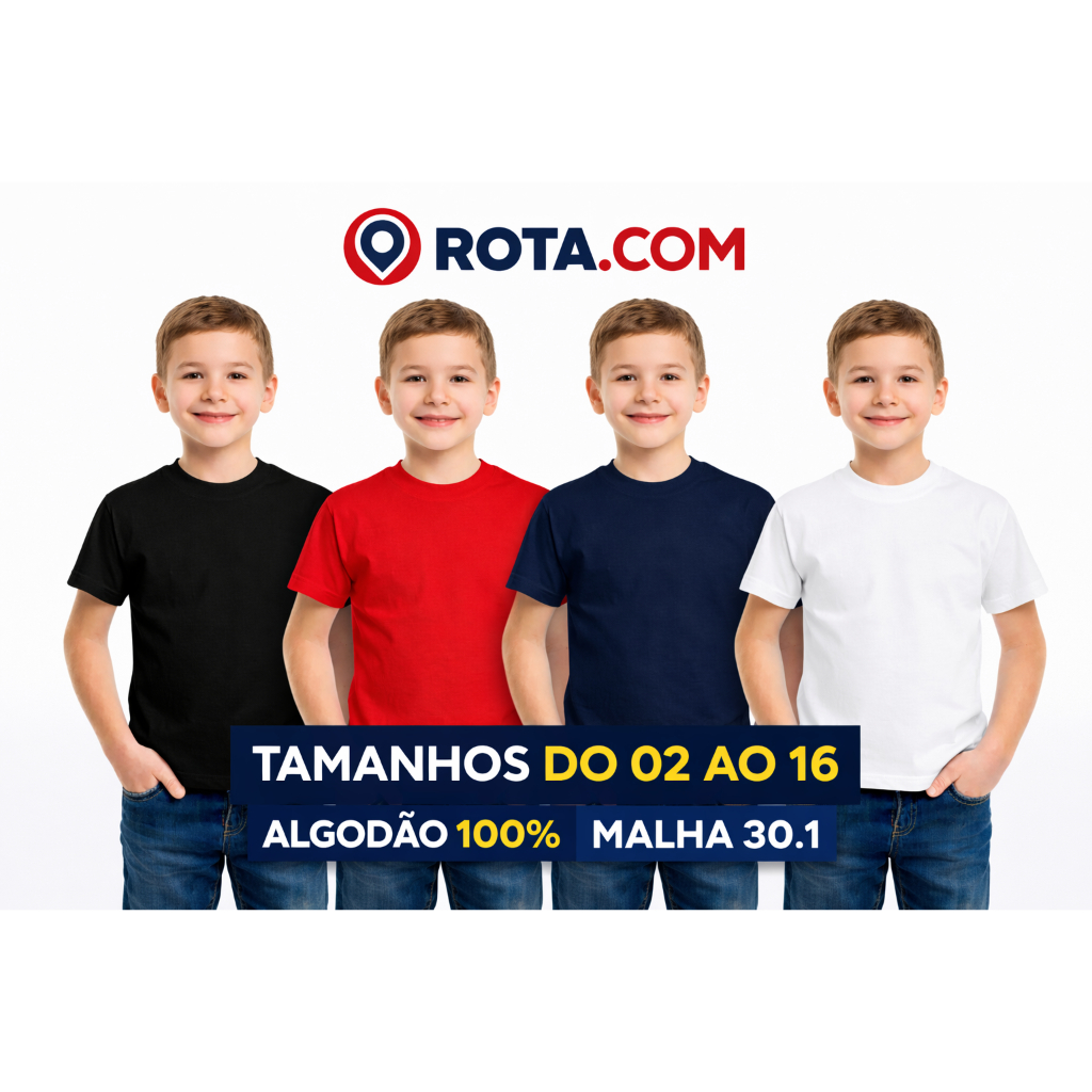 Camiseta infantil Lisa 100% algodão, Camisa infantil Lisa 100% algodão, Camisa Básica, camiseta