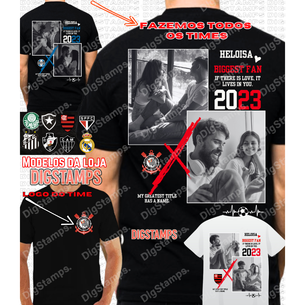 Camiseta de Time Personalizada com Nome Casal dia dos Namorados Copa em Oferta na Shopee