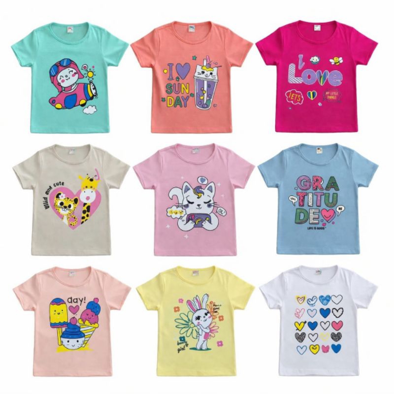 🛍️ KIT 5 Camisetas Infantis Menina 100% Algodão Roupa Infantil Feminina Blusa Criança