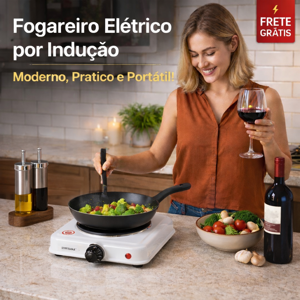 Fogareiro Elétrico Fogão Indução Cooktop Portátil Uma Boca Duas Bocas 127V/220V Alta Eficiência