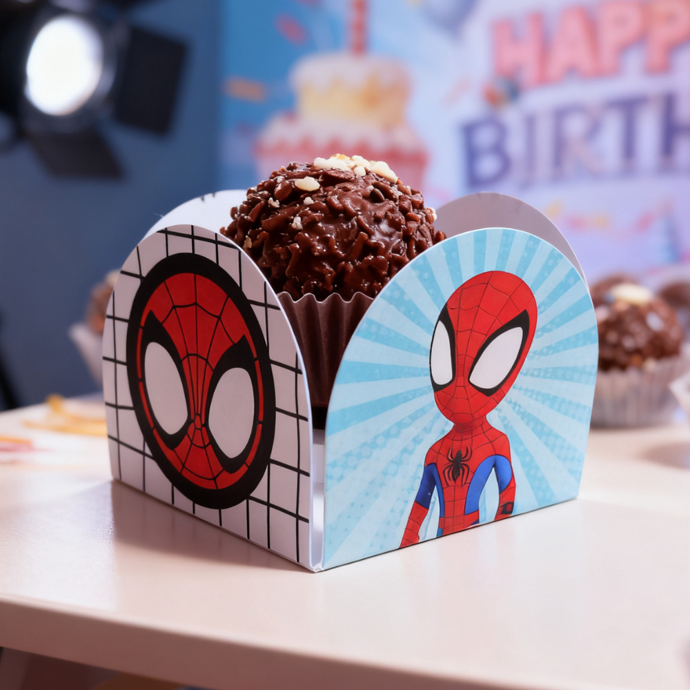 Forminha para Brigadeiro Personalizada Festa Infantil | Tema Homem-Aranha | Lembrancinha Personalizada