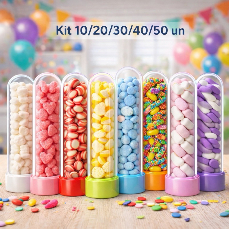 KIT 10/20/30/40 e 50 Tubetes Acrílico 13cm - Decoração Lembrancinhas Para Festa Aniversário em Oferta na Shopee