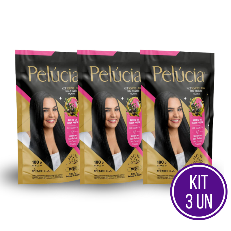 KIT 3 HENÊ PELÚCIA MÉDIO POUCH