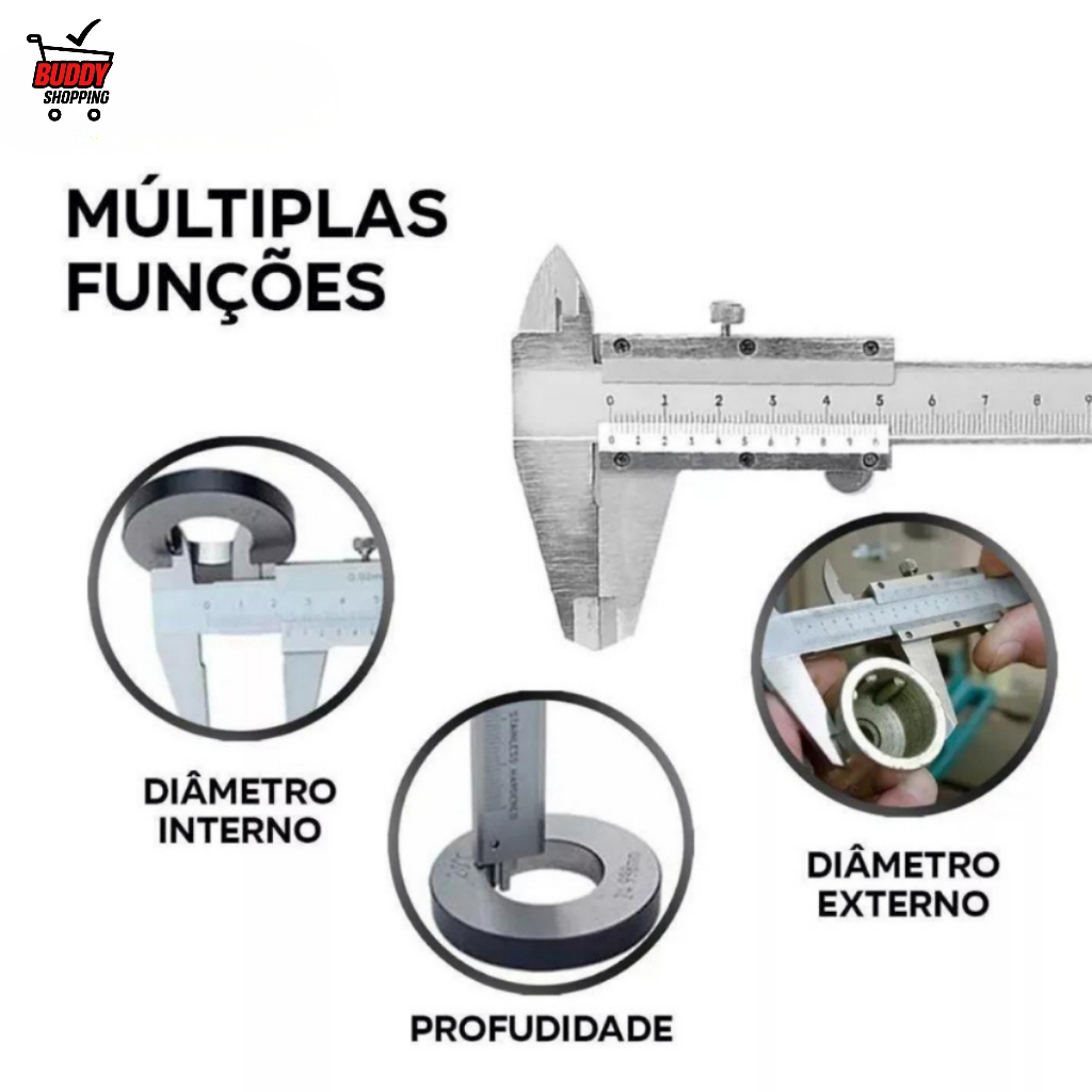Paquímetro Vernier Medição Precisa e Material Durável de Aço carbpno Luatek LWJ-1974 em Oferta na Shopee