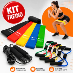 Treine Em Casa - Elástico Extensor // Kit com 5 Faixa // Corda de Pular//KIT 11 ELASTICO RESIST