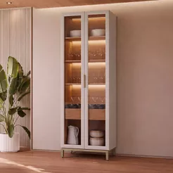 Cristaleira 2 Portas com LED 100% MDF Allure Linea Brasil 70cm