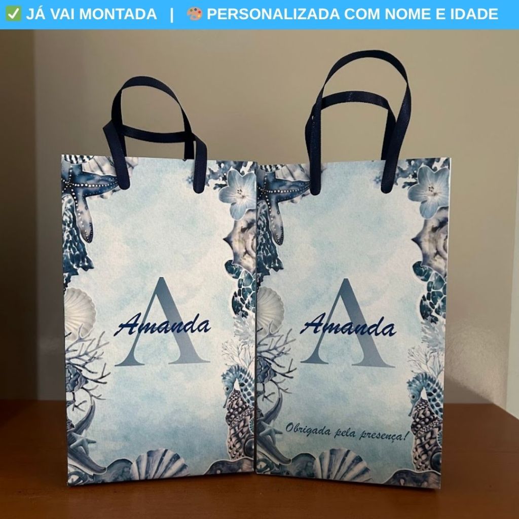 Sacolinha Personalizada Surpresa Fundo do Mar Tardezinha Festa Infantil | Lembrancinha Aniversário