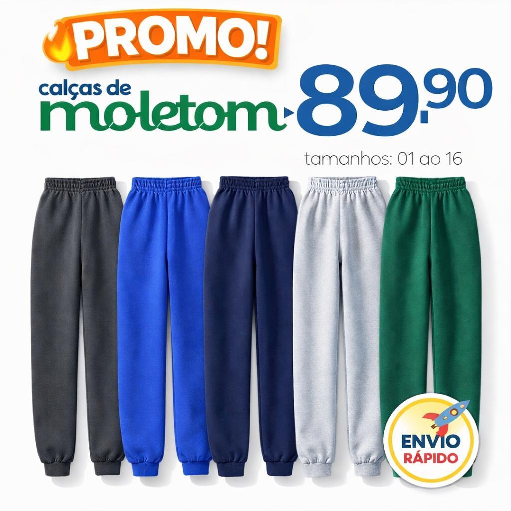 KIT 5 Un Calça Moletom Infantil  1 a 16 anos unissex menina e menino