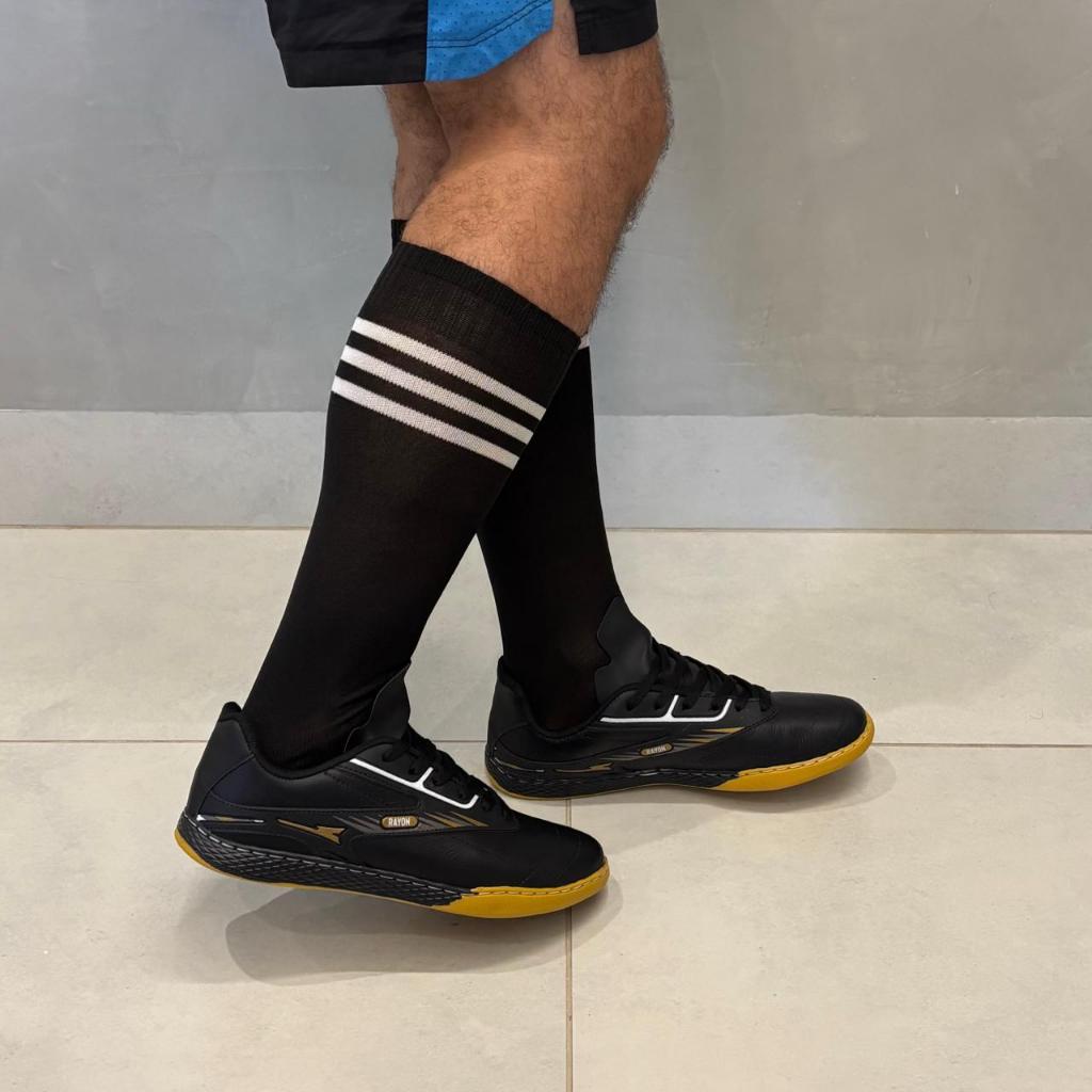 Chuteira Futsal Rayon Jogador Profissional Masculino Feminino Couro Legítimo Futebol de Salão Quadra