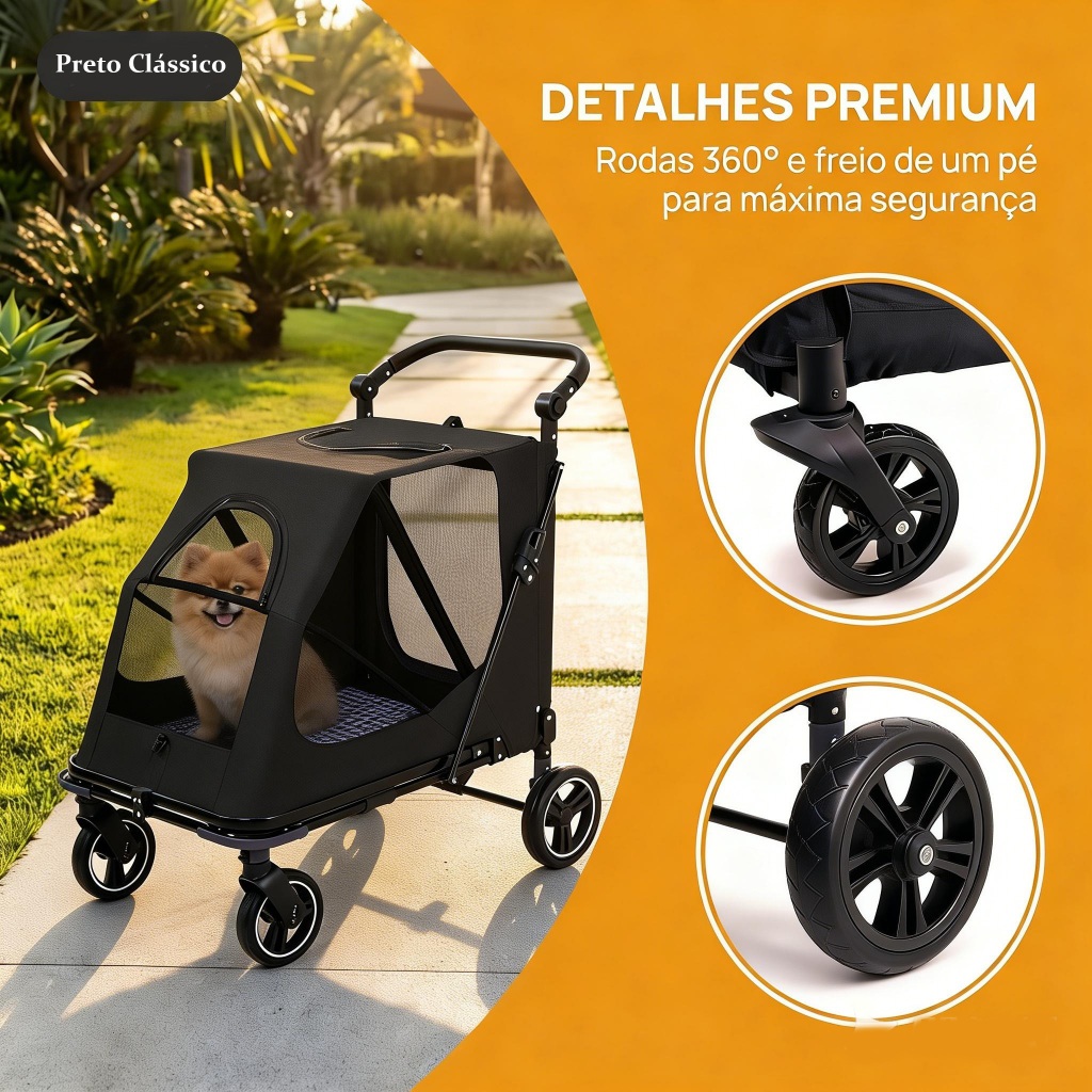 Carrinho de passeio para Pet, animal de estimação, cachorro, cão, gato de grande porte até 55 Kg