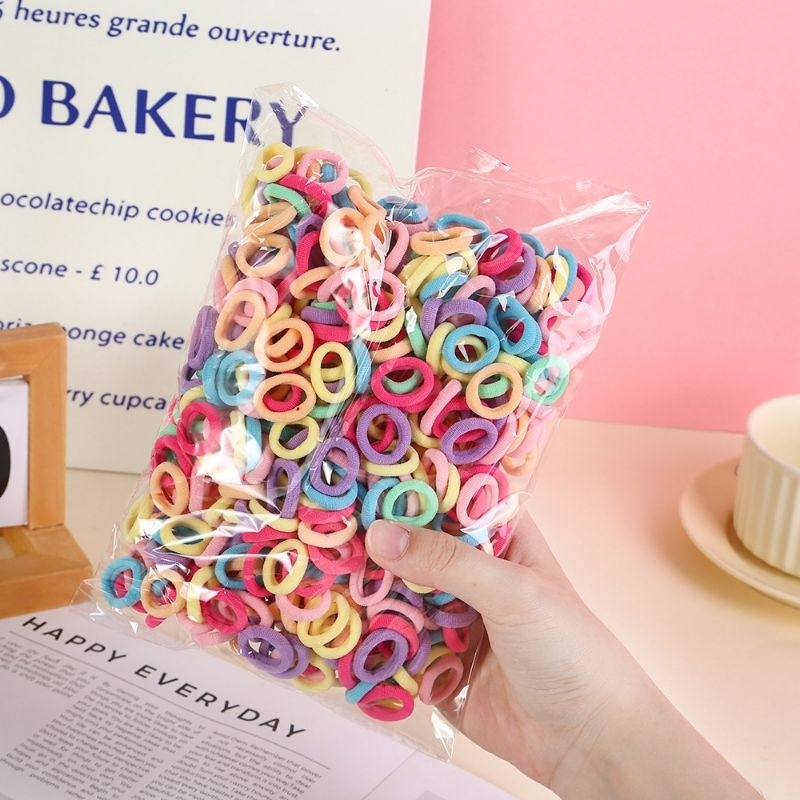 100 Xuxinhas de cabelo infantil  coloridas Elástico para menina