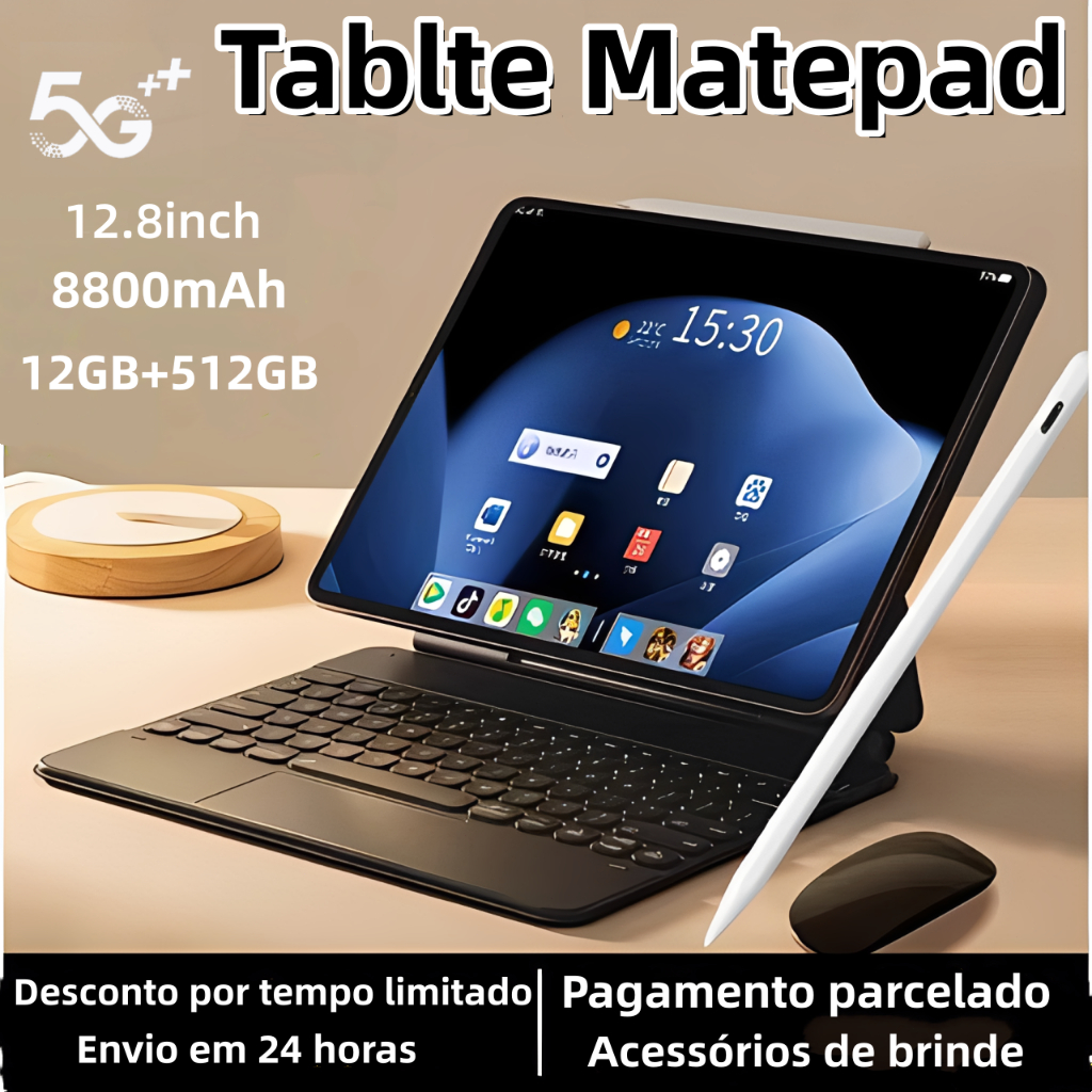 Tablet MatePad Pro 12,8 polegadas, 12 GB + 512 GB, bateria de 8.800 mAh, HD, Android – com opção de parcelamento