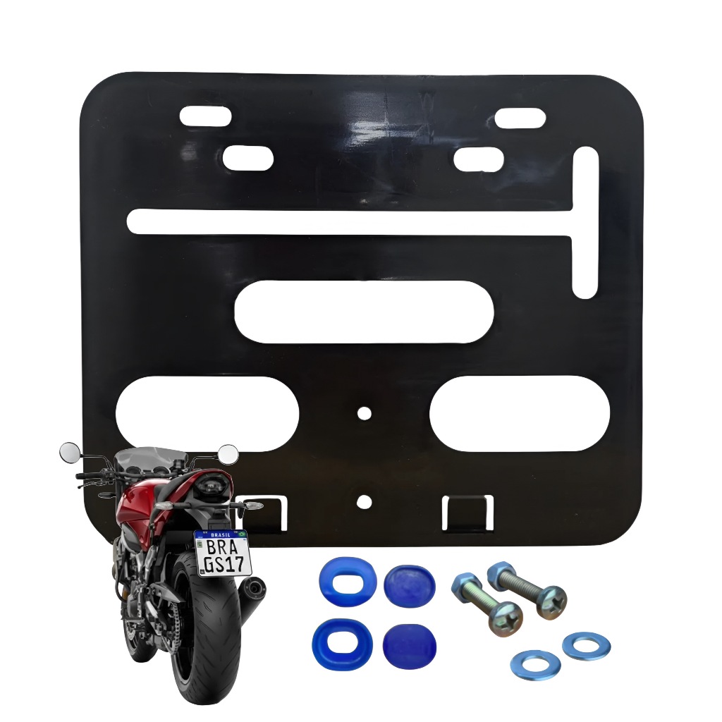 Suporte Moldura Protetor de Placa  de Moto Mercosul de Motocicleta + Kit de Instalação