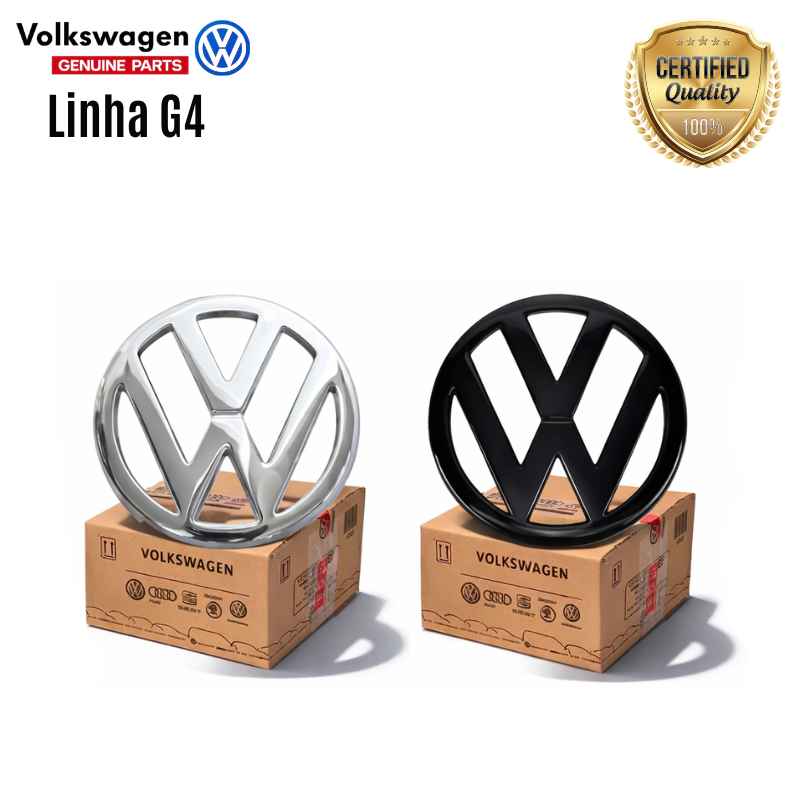 Emblema Grade Dianteira VW Gol Parati Saveiro G4 Fox Cromado Black Piano Original 5Z0853601A