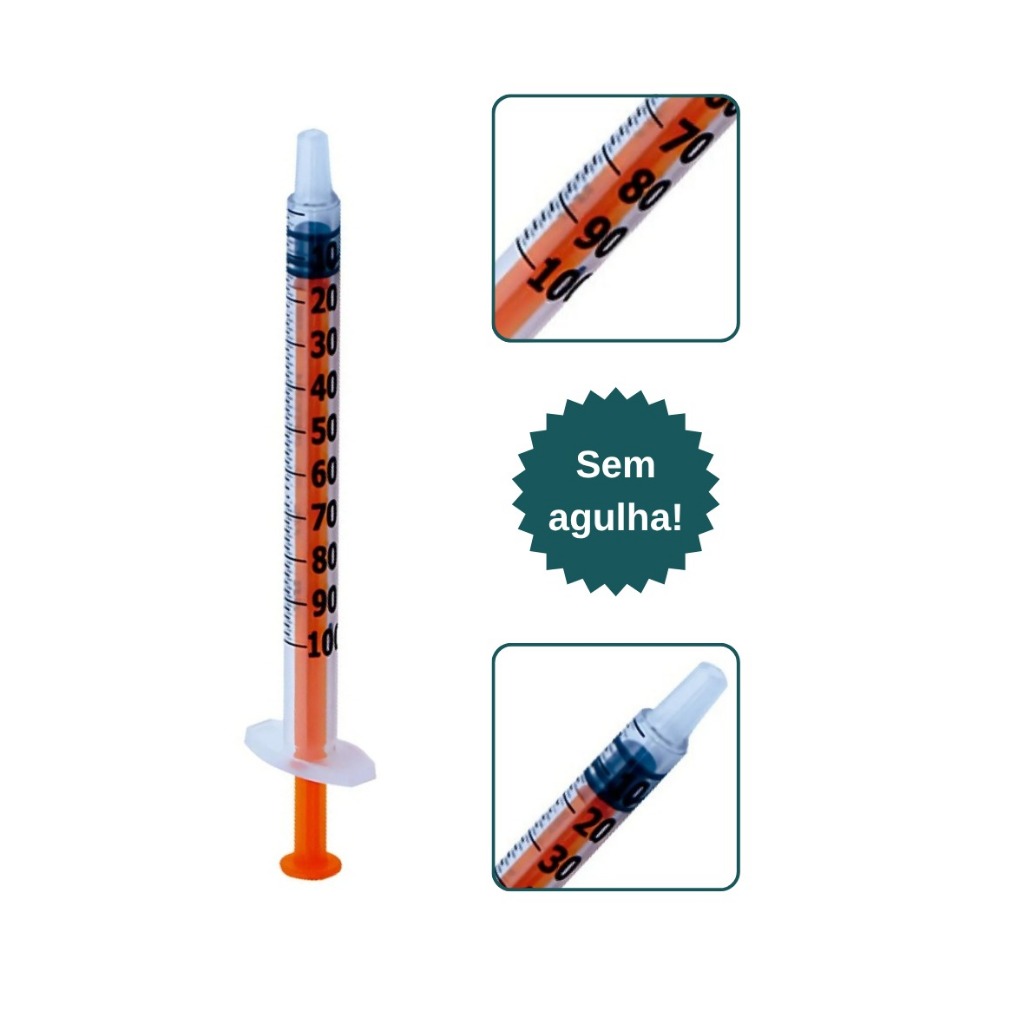 Seringa 1ml Sr Insulina Luer Slip S/agulha Caixa 100 Atacado