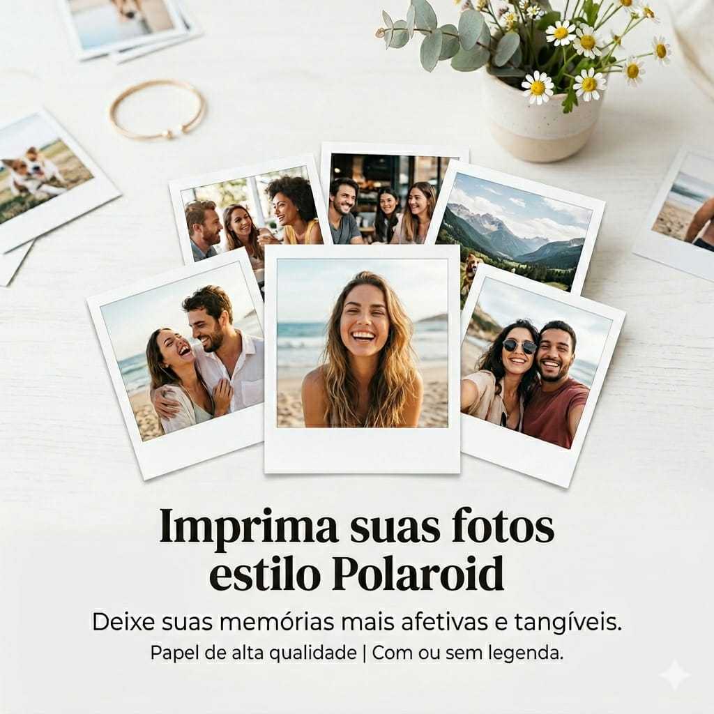 Kit fotos estilo Polaroid personalizadas com 12, 24, 36 com ou sem legenda tamanho 9x10