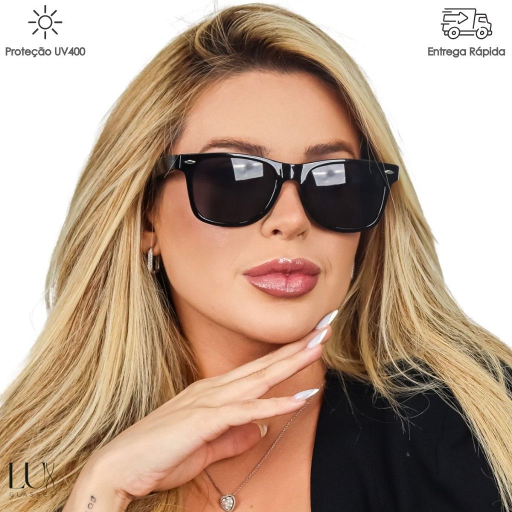 Óculos de Sol Escuro Feminino Quadrado Retrô Estiloso Proteção UV400