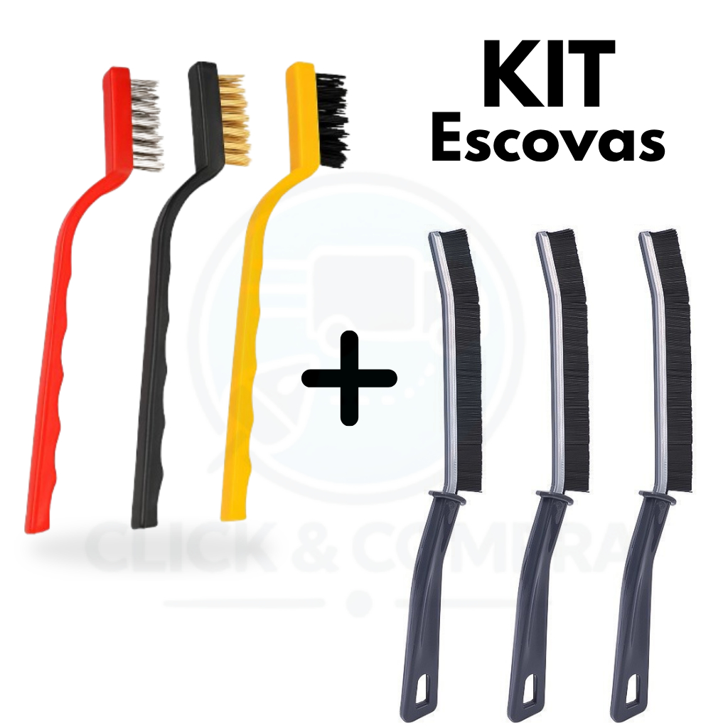 KIT Escova de Aço Latão Nylon + 3 Escovas Limpa Canto Multiuso para Frestas Fogão e Trilhos em Oferta na Shopee